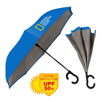 The ViceVersa Inverted Umbrella w/Smartphone-Friendly Handle - Manual-Open & Reverse Close